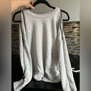 Grey cold shoulder zipper sweatshirt